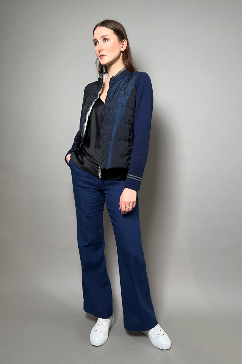 Tonet Pull-On Linen Trousers in Navy - Ashia Mode