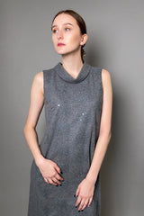 Tonet Felt Shift Dress with Sequin Embellishments in Grey - Ashia Mode