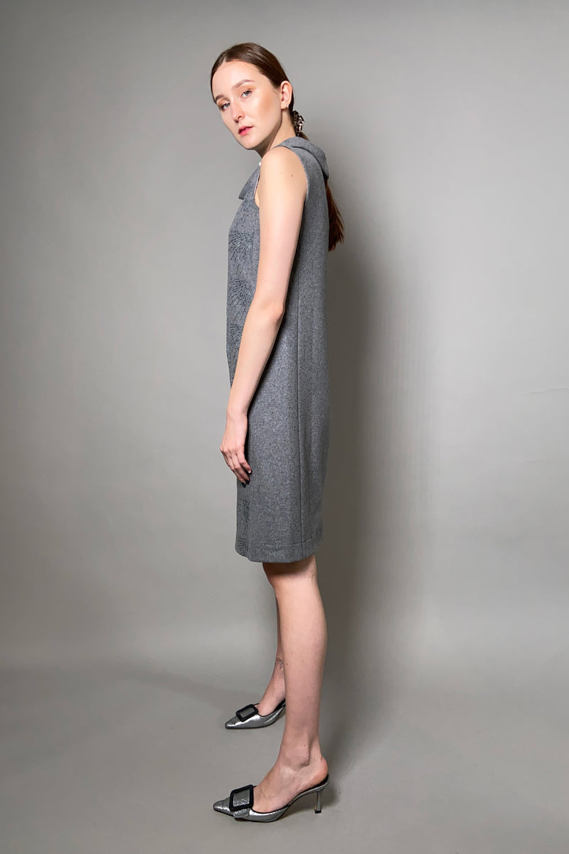 Tonet Felt Shift Dress with Sequin Embellishments in Grey - Ashia Mode