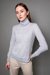 Tonet Grey Turtleneck with Sequins - Ashia Mode