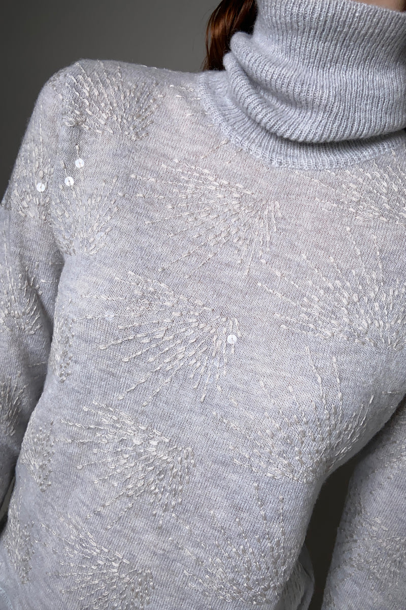 Tonet Grey Turtleneck with Sequins - Ashia Mode
