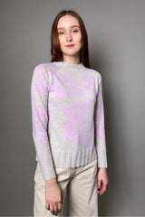Kinross Intarsia Knit Cashmere Sweater in Birch and Orchid - Ashia Mode