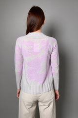 Kinross Intarsia Knit Cashmere Sweater in Birch and Orchid - Ashia Mode