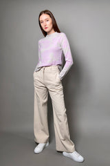 Kinross Intarsia Knit Cashmere Sweater in Birch and Orchid - Ashia Mode
