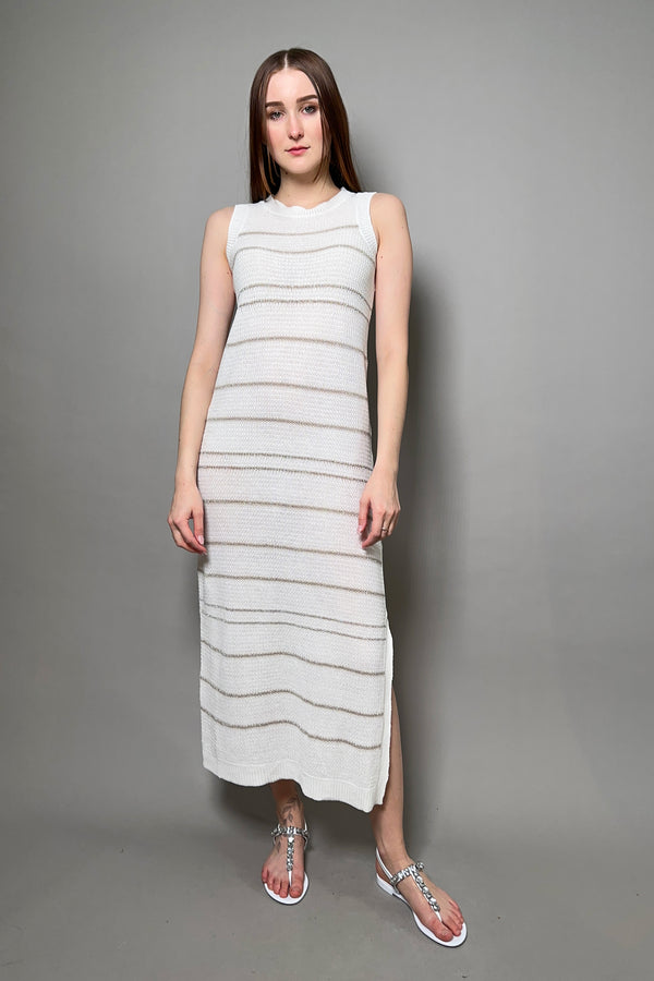 Tonet Stripe Knit Dress in White - Ashia Mode